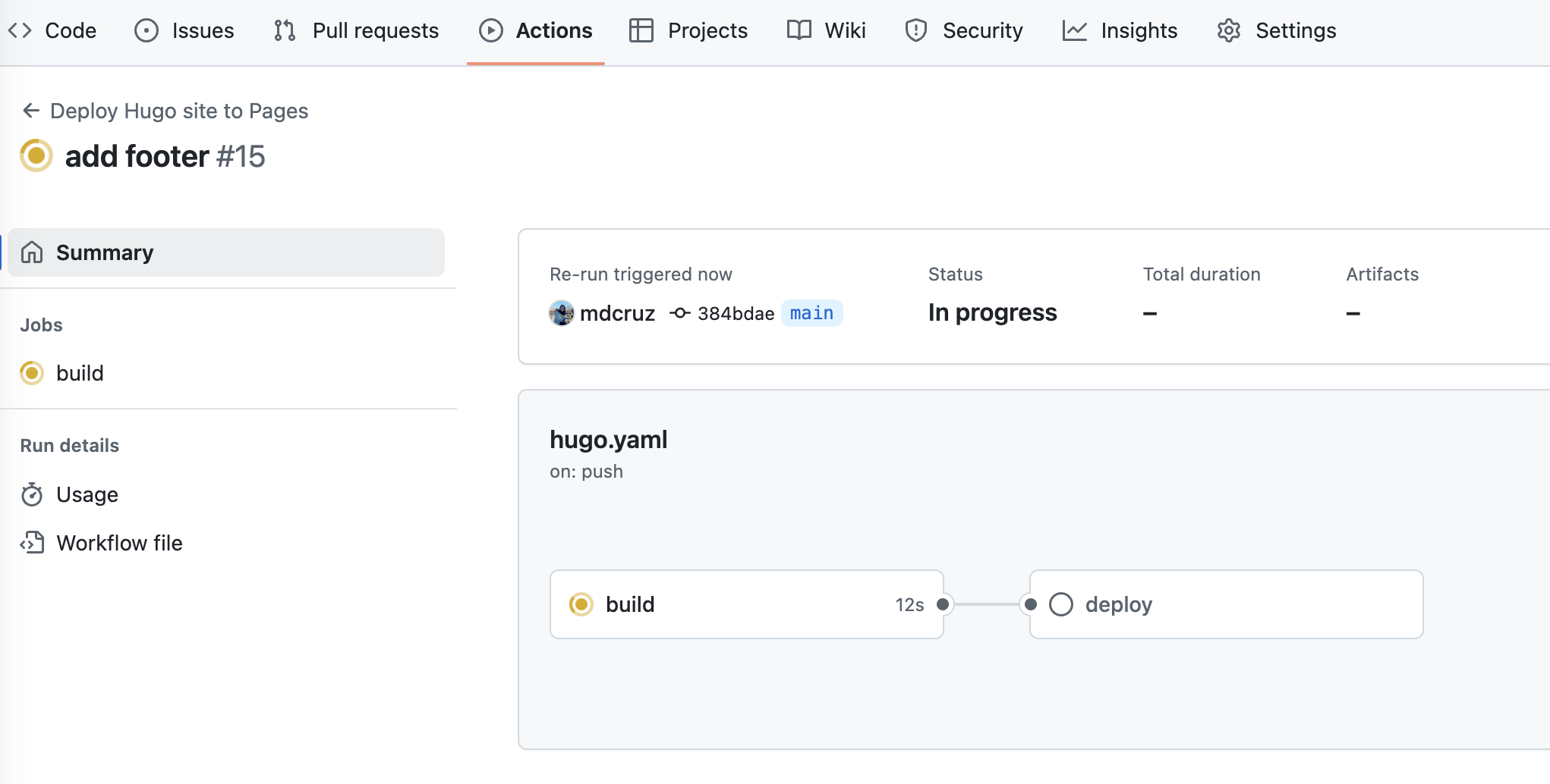 GitHub Actions workflow