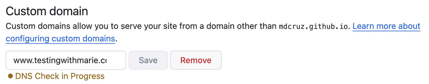 GitHub Pages custom domain