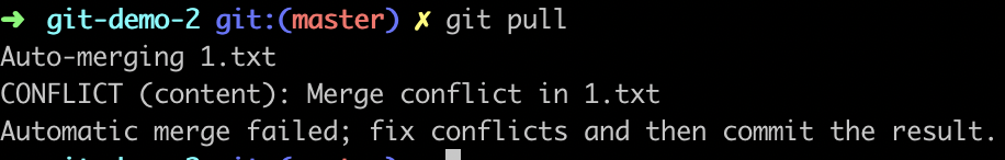 Output of merge conflict